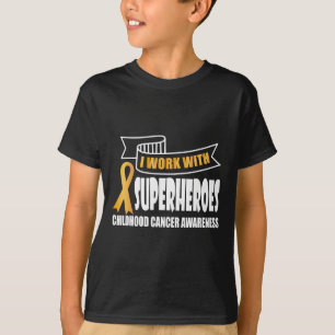 Camiseta Trabajo con superhéroes Cinta Cáncer Infantil Aw