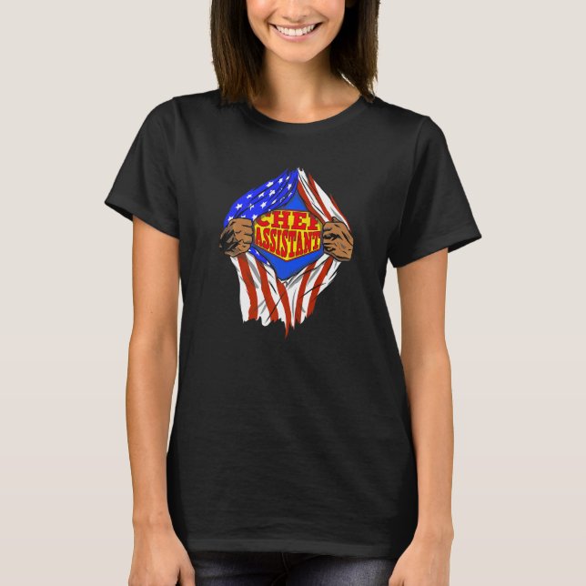 Camiseta Trabajo de héroe asistente de chef súper (Anverso)
