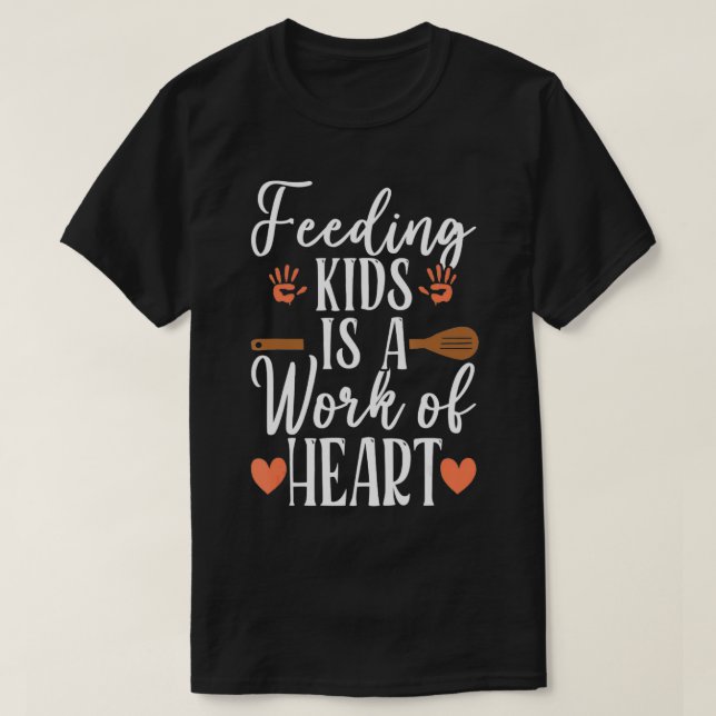 Camiseta Trabajo de la Escuela del Corazón Lunch Lady Cafet (Diseño del anverso)