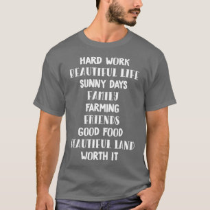 Camiseta Trabajo duro Familia amigos alimentos de granja va