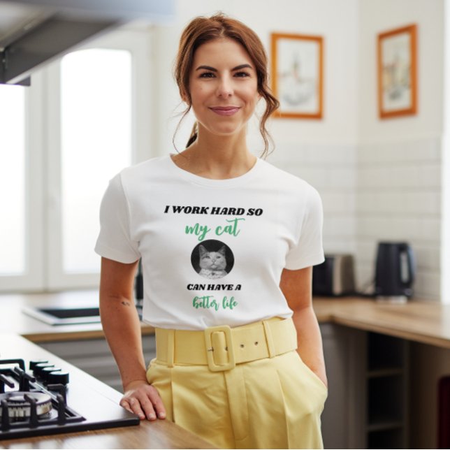 Camiseta Trabajo duro - Foto personalizada de gato (Subido por el creador)
