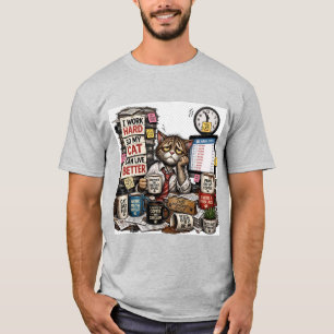 Camiseta Trabajo Duro Para Que Mi Gato Pueda Vivir Mejor Ga
