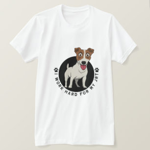 Camiseta Trabajo duro por mi caricatura de JRT en blanco