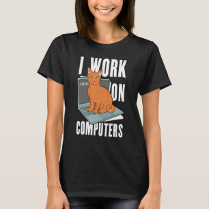 Camiseta Trabajo En Computadoras Propietario De Gato 3