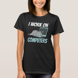Camiseta Trabajo En Computadoras Smart Tech Kitty Cat Felin