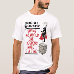 Camiseta Trabajo social Gracioso Progreso Nota Trabajo soci