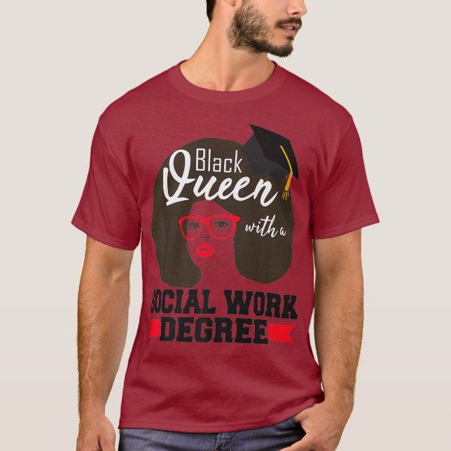 Camiseta Trabajo social Trabajador negro de grado de reina  (Anverso)