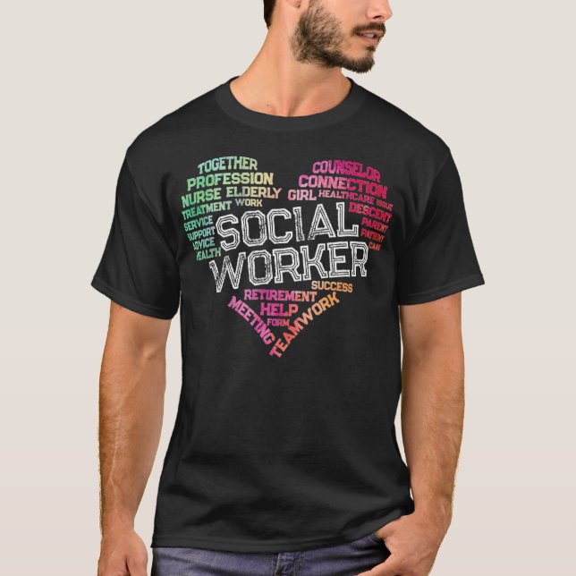 Camiseta Trabajo social Word Cloud Heart Social Work Gift (Anverso)