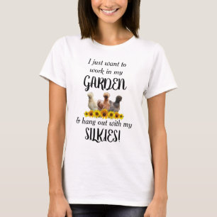 Camiseta Trabajos en el jardín con gallinas de seda