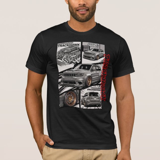 Camiseta Trackhawk Supercharged V8 JDM Panel de Manga (Anverso)