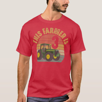 Camiseta Tractor 3er cumpleaños Tema de granja de agriculto