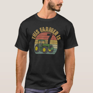 Camiseta Tractor 7 cumpleaños 7 años de edad Tema de granja