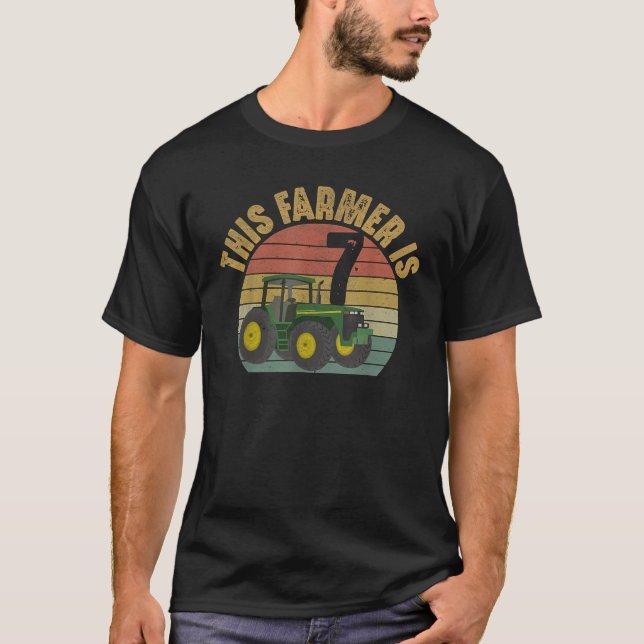 Camiseta Tractor 7 cumpleaños 7 años de edad Tema de granja (Anverso)