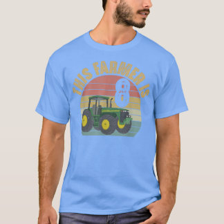 Camiseta Tractor 8Cumpleaños Tema Granja de 8 años