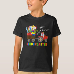 Camiseta Tractor Agrícola Feliz Primer Día de Escuela
