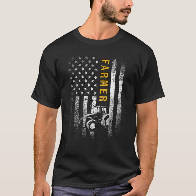 Camiseta Tractor American USA Flag Grny Farmer Rancher Gif (Anverso)