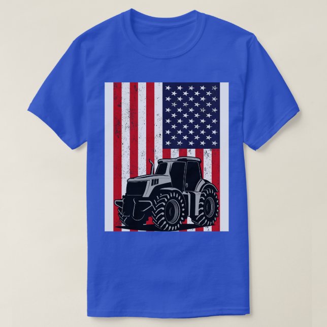 Camiseta Tractor Bandera Americana cultivo patriótico vinta (Diseño del anverso)