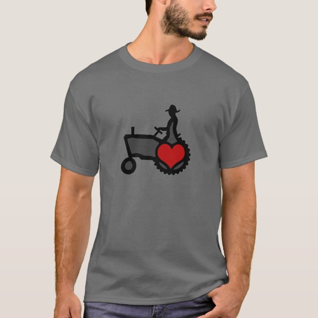 Camiseta Tractor con corazón amando el país (Anverso)
