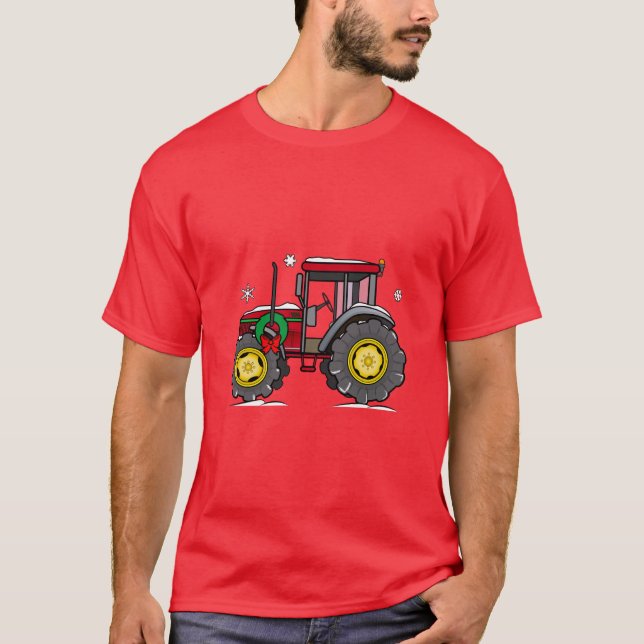 Camiseta Tractor con la guirnalda del navidad (Anverso)