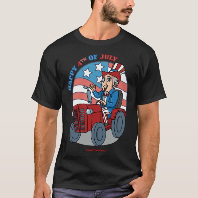 Camiseta Tractor Critters Uncle Sam Driving a Tractor (Anverso)