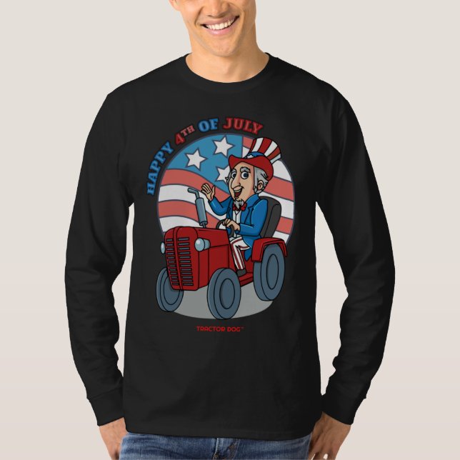 Camiseta Tractor Critters Uncle Sam Driving a Tractor (Anverso)