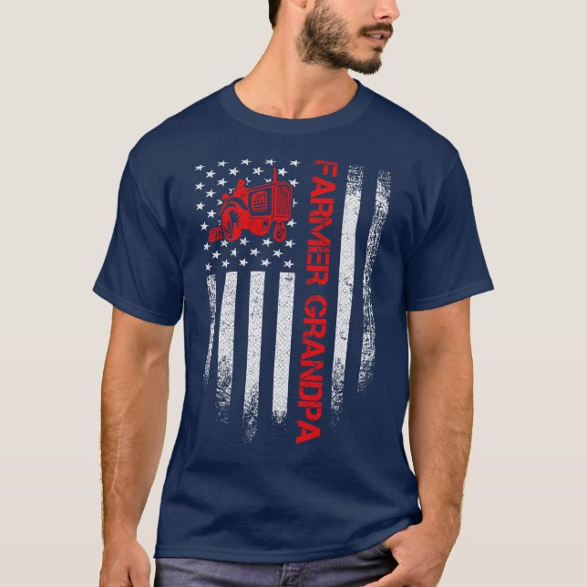 Camiseta Tractor cultivador de bandera estadounidense de ép (Anverso)