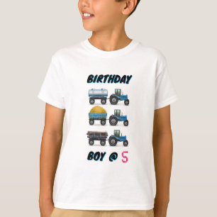 Camiseta Tractor Cumpleaños Boy @ 5