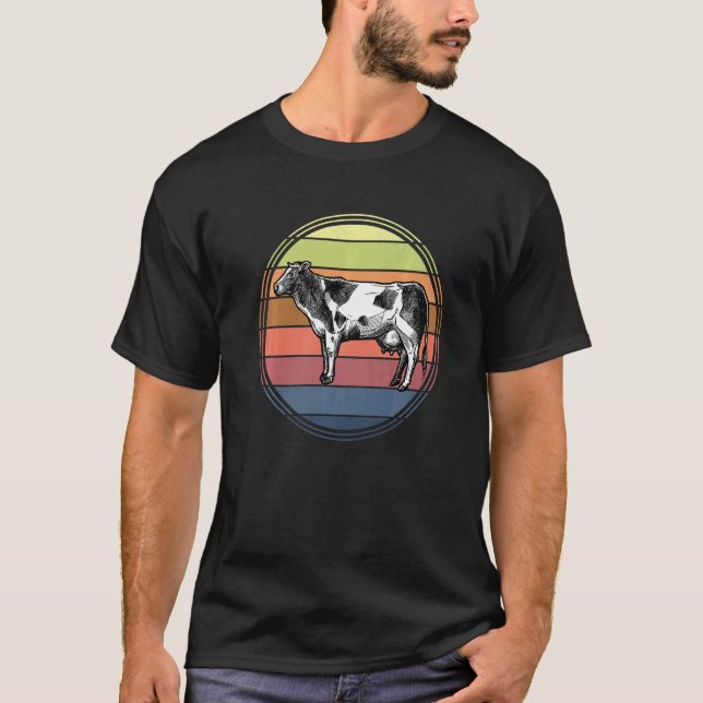 Camiseta Tractor de agricultura de vaca retro gráfico Drivi (Anverso)