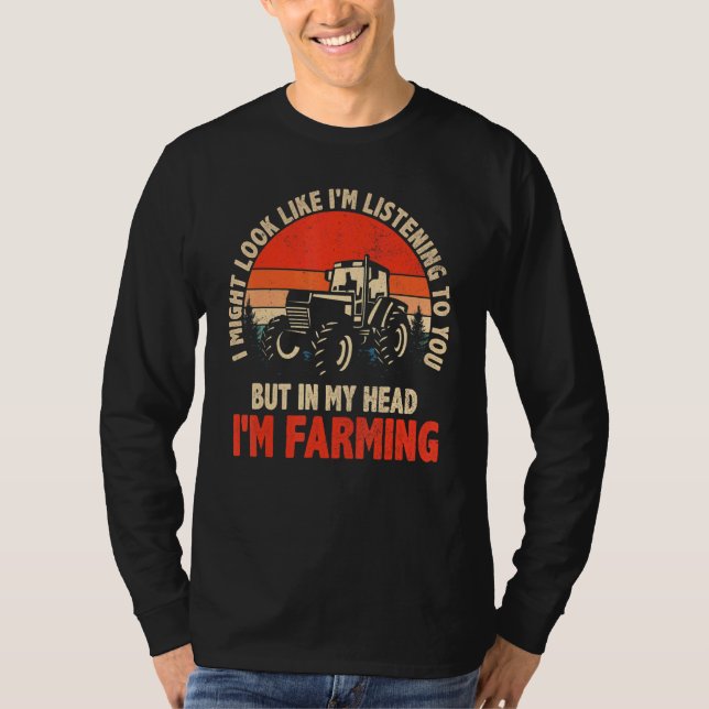 Camiseta Tractor de agricultura masculina Diseño Granja Gra (Anverso)