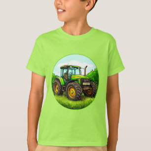 Camiseta Tractor de Agricultura Verde en un Campo de Hierba