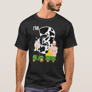 Camiseta Tractor de animales de granja Tercer cumpleaños 3
