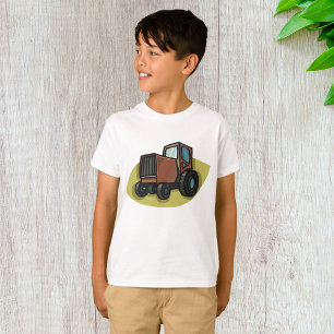 Camiseta Tractor de dibujos animados marrón rústico vehícul
