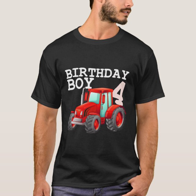 Camiseta Tractor De Granja 4º Fiesta De Cumpleaños De Cuatr (Anverso)