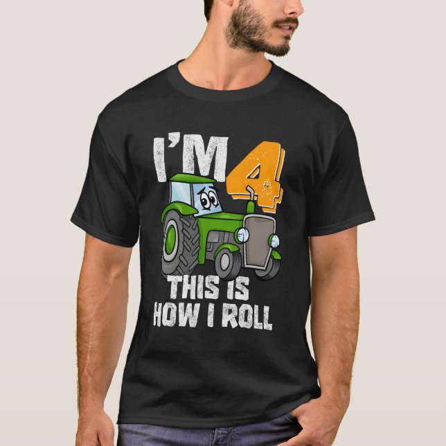 Camiseta Tractor De Granja 4º Fiesta De Cumpleaños De Cuatr (Anverso)