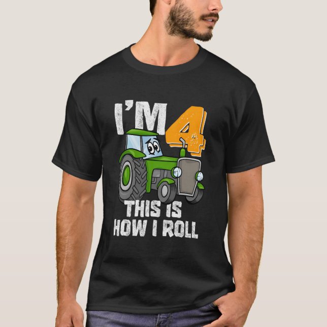 Camiseta Tractor De Granja 4º Fiesta De Cumpleaños De Cuatr (Anverso)