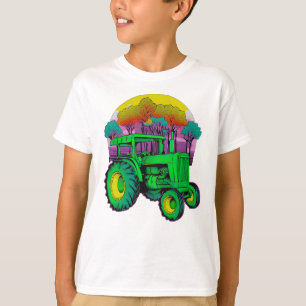 Camiseta Tractor de granja verde retro