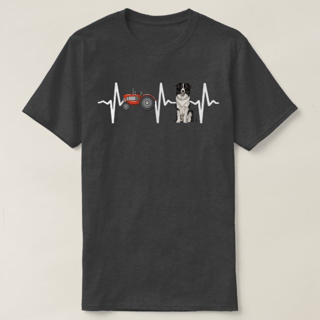 Camiseta Tractor de granjas Frontera Collie Heartbeat Perro (Diseño del anverso)