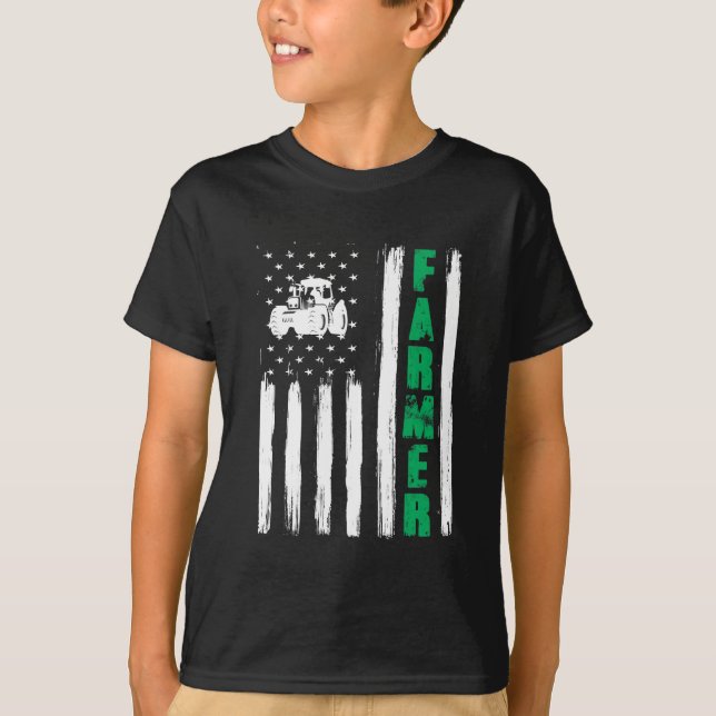 Camiseta Tractor de granjero de bandera estadounidense Patr (Anverso)