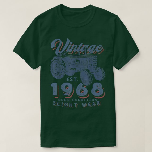 Camiseta Tractor de granjeros de época establecido en 1968  (Diseño del anverso)