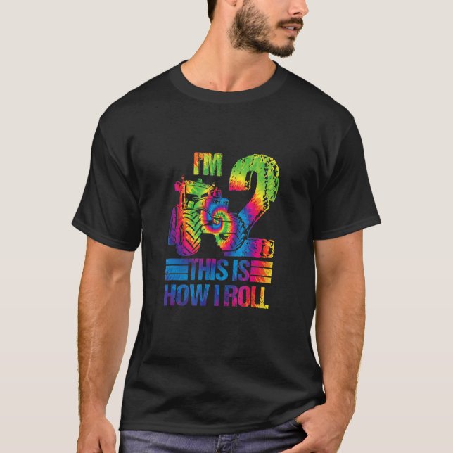 Camiseta Tractor de la granja Tie Dye Soy el segundo Fiesta (Anverso)