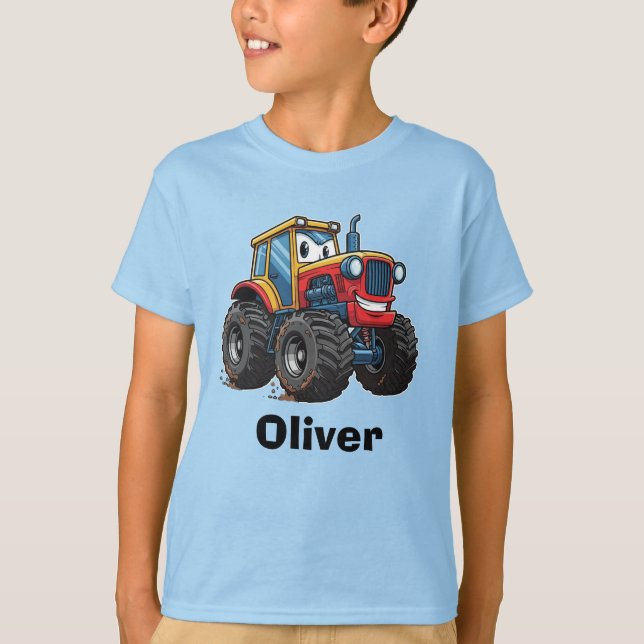 Camiseta Tractor de Monstruo de Dibujos Animados Divertido  (Anverso)