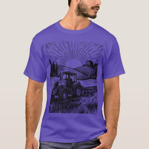 Camiseta Tractor en el paisaje de la granja Sunrise
