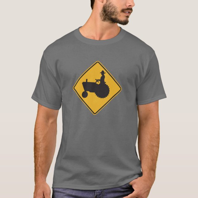 Camiseta Tractor en placa de calle del camino (Anverso)