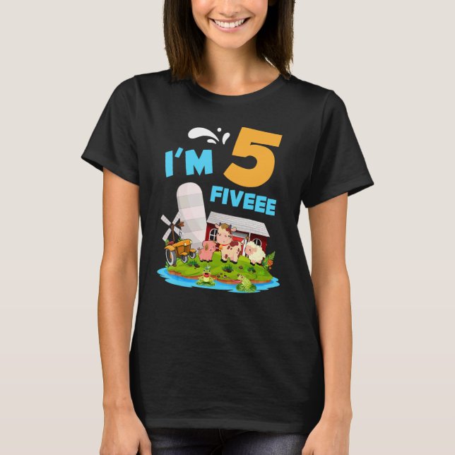 Camiseta Tractor Farm Theme Farmer Cumpleaños 5 Im Fiveee (Anverso)