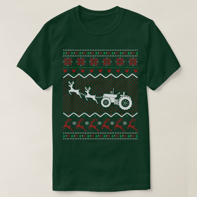Camiseta Tractor Feo Navidad Presente Agricultor (Diseño del anverso)