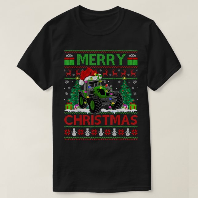 Camiseta Tractor Lover Xmas Tree Ugly Santa Tractor Navidad (Diseño del anverso)