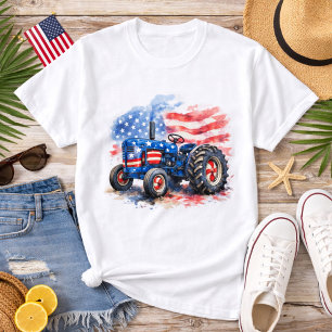 Camiseta Tractor Patriótico de Estrellas y Franjas
