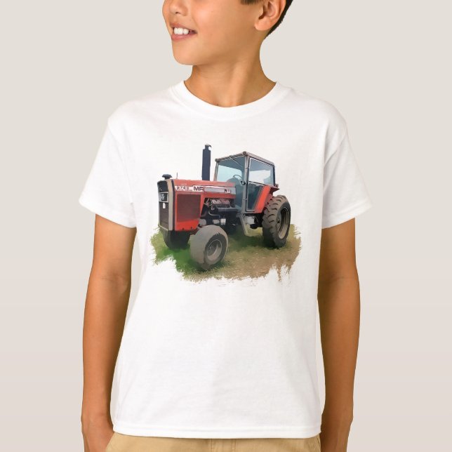 Camiseta Tractor rojo de Massey Ferguson en el campo (Anverso)