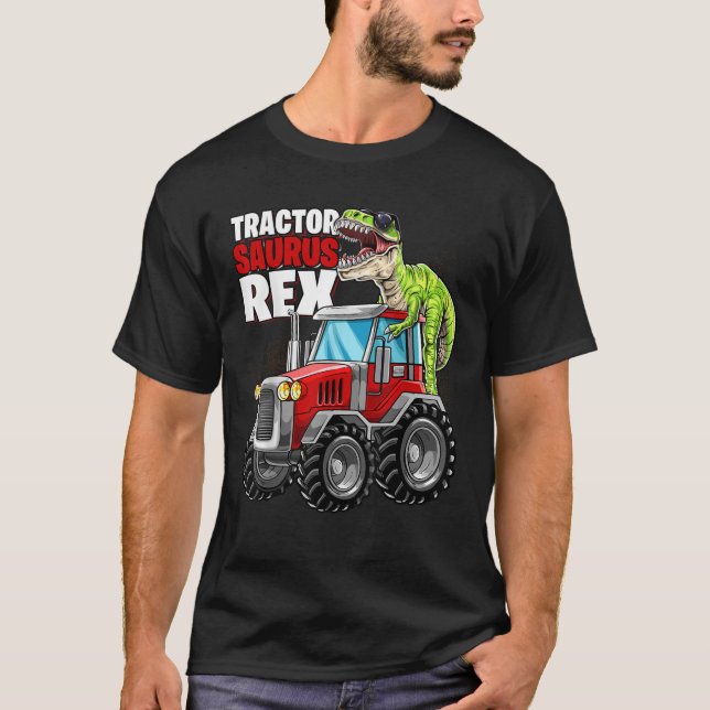 Camiseta Tractor Saurus Rex T Rex Dinosaur Tractor Cumpleañ (Anverso)