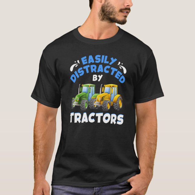 Camiseta Tractor Verde Amarillo De Agricultores Fácilmente  (Anverso)